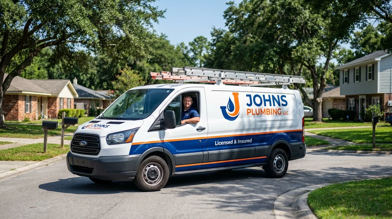 Johns Plumbing LLC service van in Brunswick, ME
